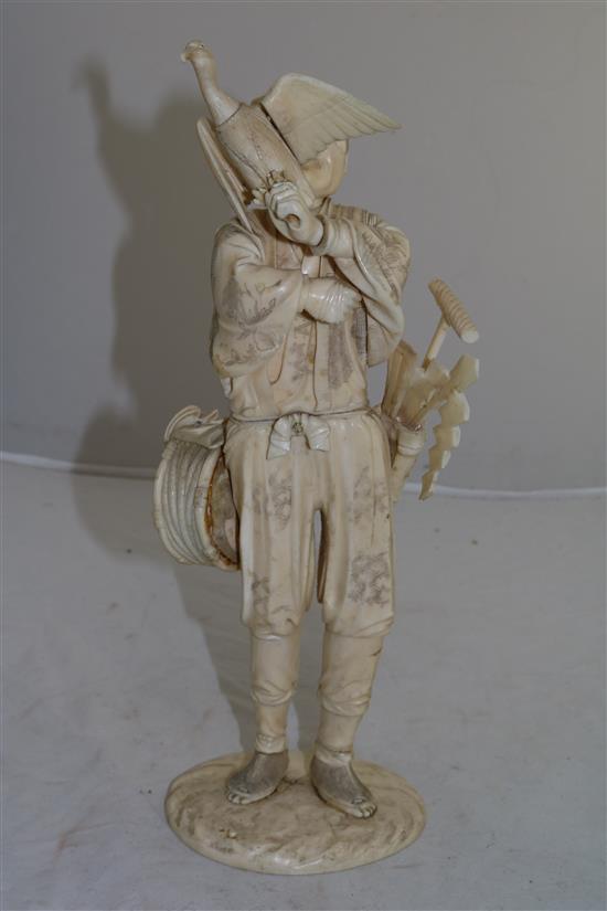 A Japanese sectional ivory figure of a cormorant fisherman, early 20th century, 31.5cm